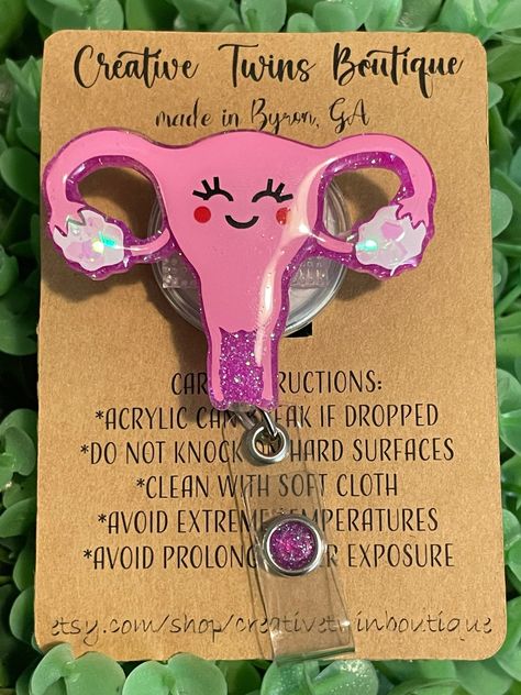 Uterus Badge Reel, Mexican Style Dresses, Engraving Ideas, Vision Board Goals, Scrub Life, Resin Ideas, Nurse Badge Reel, Nurse Badge, Retractable Badge Reel