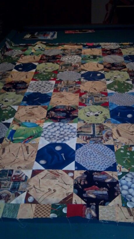 Golf Theme Quilt Patterns, Golf Quilt Ideas, Golf Quilt, Golf Theme, Quilt Projects, Quilted Table Runner, Shirt Quilt, Needle Work, Quilt Ideas