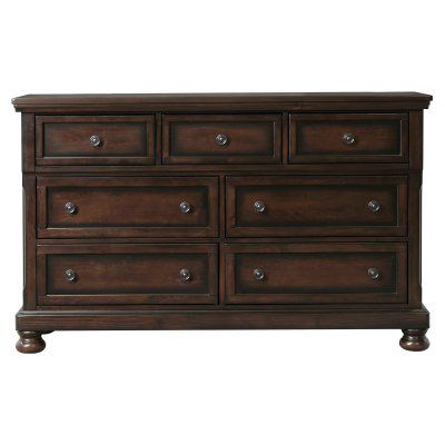 Picket House Furnishings Kingsley 7 Drawer Dresser with Optional Mirror Dark Wood Dresser, Black Dressers, Bedroom Chest Of Drawers, Walnut Dresser, 7 Drawer Dresser, Warm Decor, Rowe Furniture, Drawer Space, Wood Dresser