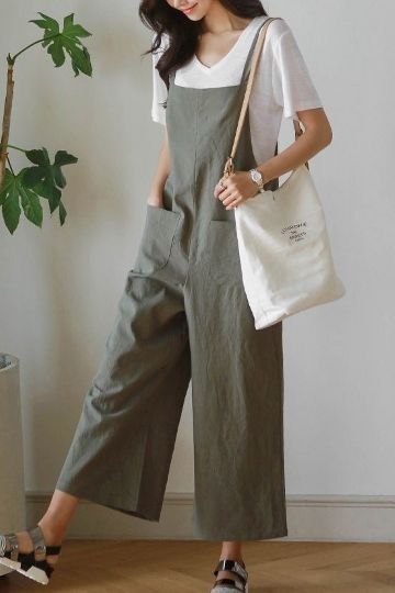 Celana Jogger Wanita, Seoul Street, Korean Casual Outfits, Casual Day Outfits, Quick Outfits, Linen Jumpsuit, Modest Clothing, Korean Girl Fashion, Easy Trendy Outfits