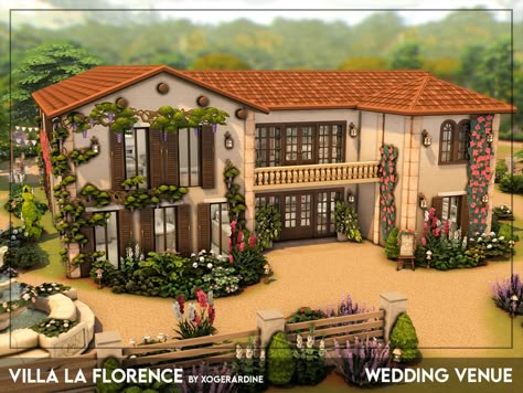 Sims4 Houses Ideas No Cc, Sims 4 Desert House Ideas, Sims 4 Houses Desert, Sims Wedding Venue Ideas, Sims 4 Desert House, Sims Spa, Sims 4 Villa, Sims Houses, Florence Wedding