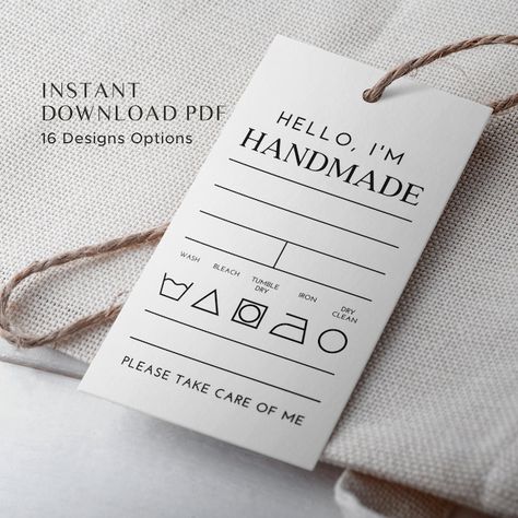 CestJiun - Etsy Laundry Care Symbols, Tags For Handmade Items, Laundry Instructions, Paper Background Design, Fashion Tag, Handmade Tags, Printed Pages, Printable Tags, Book Template