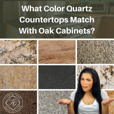 With the current rage in quartz countertops, there are a number of color choices that will bring out the richness of your oak cabinets without them disappearing into the background or taking on a dull or blah appearance. Just what colors of quartz will prevent that from happening? Honey Oak Cabinets Granite Countertops, Black Countertop With Oak Cabinets, Countertops For Stained Cabinets, Kitchen Counters With Oak Cabinets, Kitchen With Oak Cabinets And Black Appliances, Wood Cabinets With Quartz Countertops, White Quartz Countertop Oak Cabinets, Counter Tops For Oak Kitchen Cabinets, Best Countertops For Honey Oak Cabinets