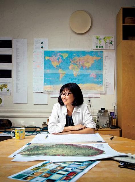 Maya Lin in her NYC studio Artists In Their Studios, Artists At Work, Famous Artists Paintings, Architecture Drawing Presentation, Maya Lin, Architectural Designer, Environmental Portraits, Nyc Studio, Presentation Layout