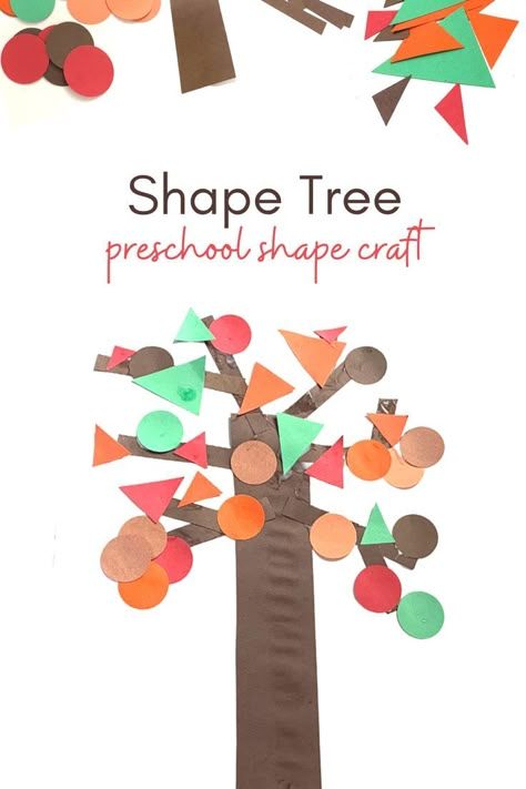 Fall Shape Crafts Preschool, Preschool Shape Crafts Art Projects, Shapes Crafts For Preschoolers, Preschool Shape Art, Shapes Preschool Crafts Art Projects, Preschool Art Shapes, Shape Art Preschool Activities, 4 Seasons Theme Preschool, Preschool Fall Shape Activities