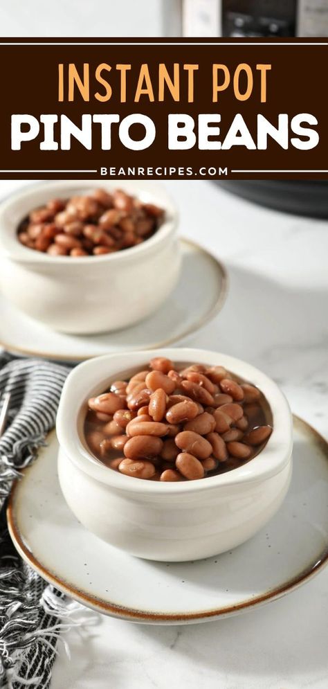 Instant Pot Pinto Beans (no soak!) - BeanRecipes.com Instant Pot Pinto Beans Recipe, Pinto Beans And Rice, Instant Pot Pinto Beans, Instant Pot Beans Recipe, Pinto Beans Recipe, Easy Bean Recipes, Pinto Bean Recipes, How To Soak Beans, Soup Beans