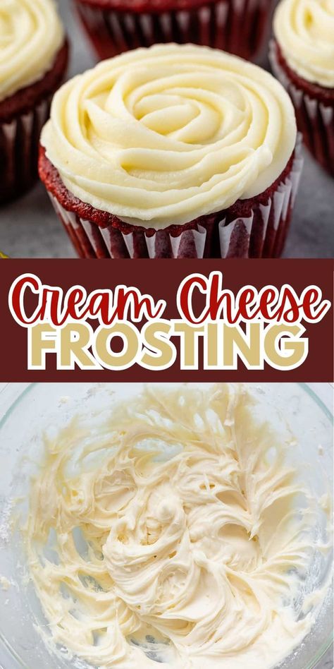 This is the BEST Cream Cheese Frosting Recipe! It's easy and fast and not too sweet. It's perfect for cupcakes, cakes and cookies! #easy #recipe #forcupcakes #forcake #forcookies Stable Cream Cheese Frosting, Cream Cheese Frosting For Cake, Best Cream Cheese Frosting Recipe, Simple Cream Cheese Frosting, The Best Cream Cheese Frosting, Best Cream Cheese Frosting, Cookies Easy Recipe, Homemade Cream Cheese Frosting, Cream Cheese Cupcakes