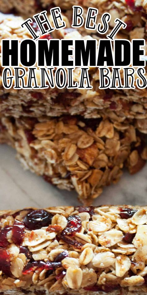 These Cranberry Granola Bars are packed with flavor and perfect for a quick breakfast or snack! With only 9 ingredients, this recipe is easy to make and can be customized to your liking. These soft granola bars are delicious and easy to make. Get the kids in the kitchen and make this delicious snack bar idea! Soft Granola Bar Recipe, Soft Granola Bars, Cranberry Granola Bars, Diy Granola Bars, Diy Granola, Soft Granola, Homemade Granola Bar Recipe, Easy Granola Bars, Granola Bars Recipe