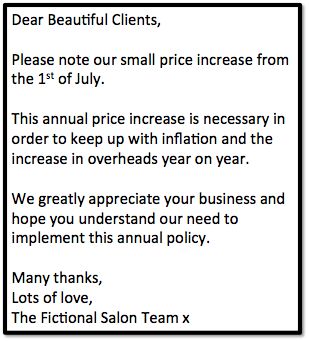 Example price increase letter to nail salon clients Price Increase Sign Salon, Nail Salon Policy Ideas, Hair Stylist Cancellation Policy, Lash Price Increase Announcement, Salon Policy And Procedures, Raising Prices In Salon Sign, Hair Salon Price Increase Notice, Price Increase Announcement Salon, Salon Price Increase Notice