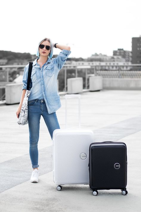 american tourister soundbox medium, black, larg, white, suitcase, trolley, cabin case, editorial, meandmyat White Suitcase, American Tourister Luggage, Bag Photoshoot, Trolley Bags, American Tourister, Suitcases, Stylish Fashion, New Look, Vision Board