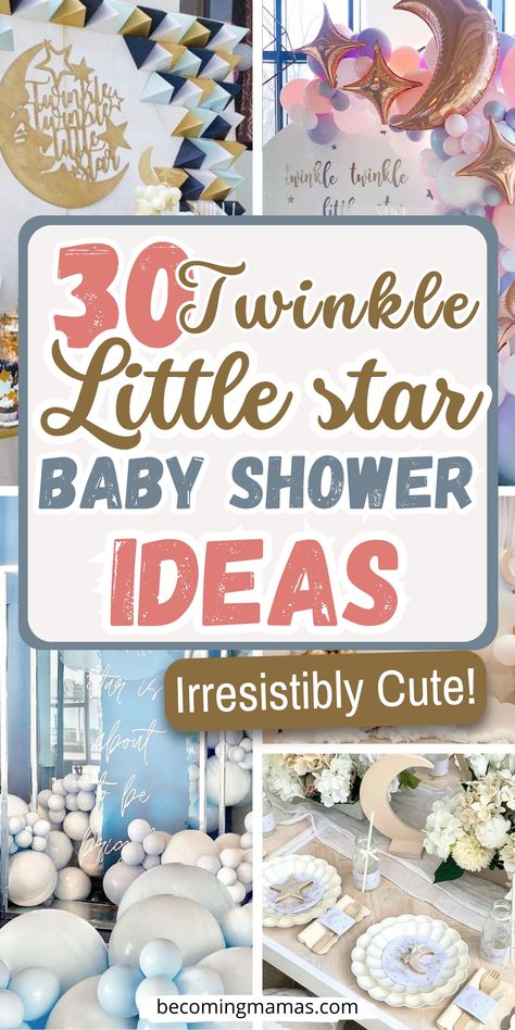 I've curated 30 adorable Twinkle Little Star baby shower theme ideas that will leave your guests starry-eyed. See them now and get inspired! Twinkle Sprinkle Little Star, Baby Shower Ideas Twinkle Little Star, Moons And Stars Baby Shower Ideas, Sky Theme Baby Shower Ideas, Star Themed Baby Shower Ideas, Twinkle Twinkle Little Star Gender Party Centerpieces, Star Theme Baby Shower Ideas, Baby Shower Twinkle Twinkle Little Star, Twinkle Little Star Baby Shower Ideas Girl