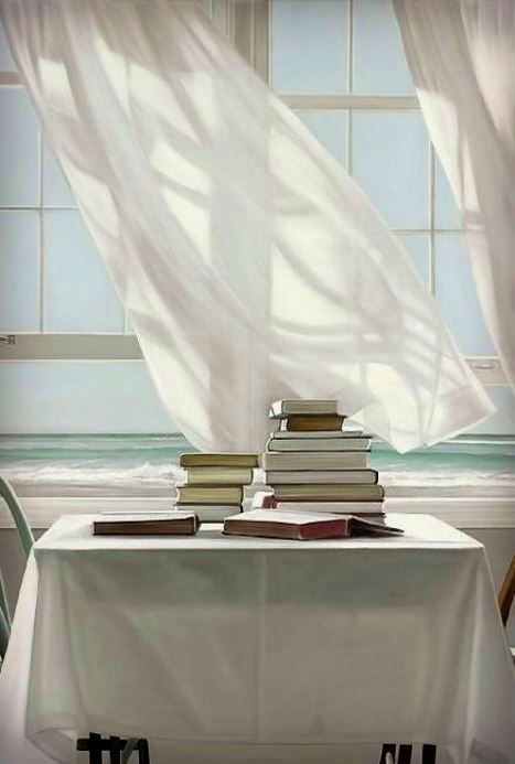 Hollingsworth, Karen (b,1955)- Beach Read Cottage By The Sea, Window View, Beach Reading, Through The Window, Summer Breeze, White Aesthetic, Coastal Living, 인테리어 디자인, Feng Shui