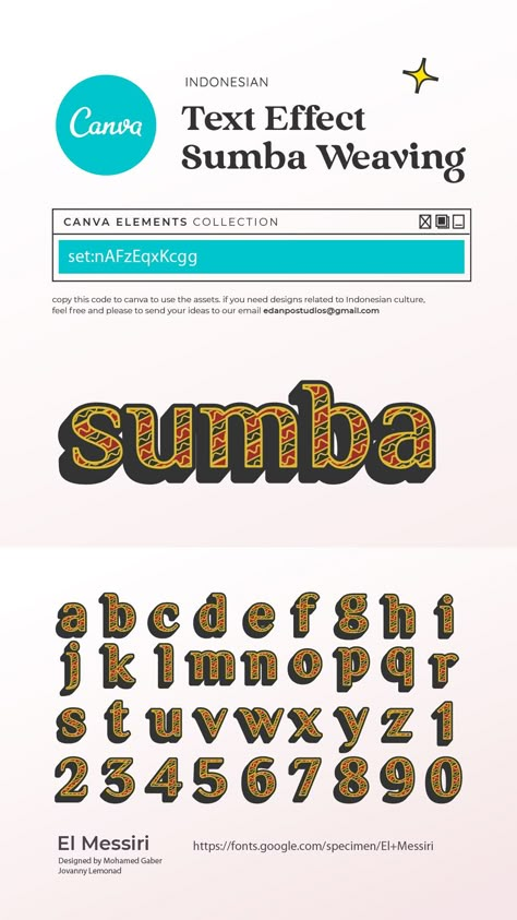 Text Effect Sumba Weaving 3dcanva Canva Free Elements, Canva Idea, Indonesian Culture, Canva Keywords, Keyword Elements Canva, Desain Buklet, Canva Font, Elements Canva, Canva Elements Keyword