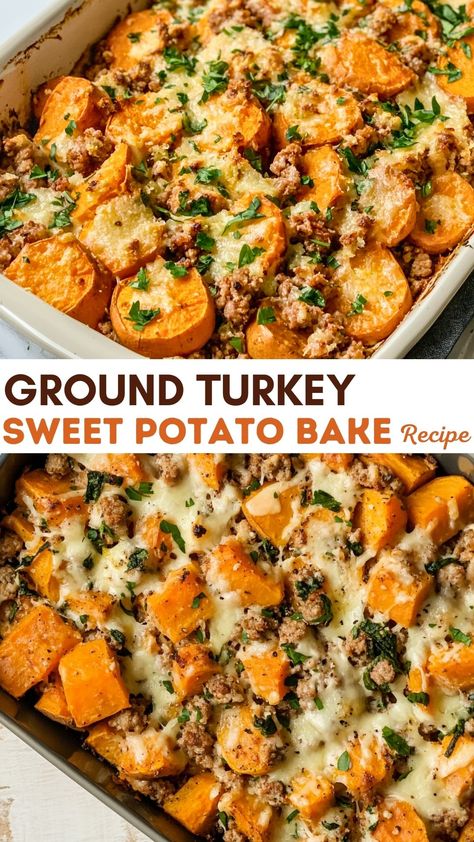 Enjoy a comforting Ground Turkey Sweet Potato Bake that's perfect for any night of the week! This nourishing dish features lean ground turkey, tender sweet potatoes, and a blend of savory spices that make every bite delightful. It's healthy, easy to prepare, and great for meal prep. Save this recipe for a cozy family dinner or a nutritious lunch option! Easy Healthy Baked Dinners, Easy Gluten Free Meals Healthy, Meal Prep With Vegetables, Oven Easy Dinner Recipes, Healthy Recipes For The Week, Easy Yummy Healthy Dinners, Dairy Free Easy Dinner Recipes, Healthy Proteins For Dinner, Healthy Last Minute Dinner