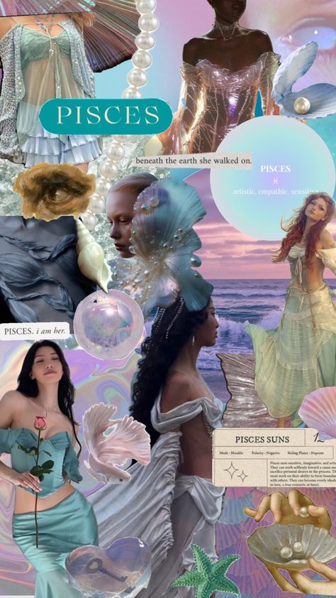 🌟 #pisces #water #seashells #siren #ocean #mermaid #zodiac #astrology Mermaid Zodiac, Venus In Aries, Venus In Pisces, Ocean Outfits, Pisces And Leo, Gemini And Pisces, Ocean Mermaid, Pisces Girl, Sun Aesthetic