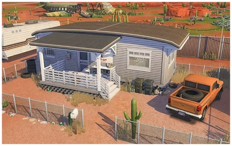 Sims 4 Mobile Home, Sims 4 Trailer House, Sims Architecture, Modern Teen Room, Ts4 Lots, Ts4 Builds, Trailer House, The Sims 4 Lots, Townhouse Exterior