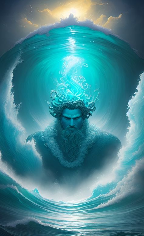 Neptune God of the Sea created with ai  #aiart #neptune #god #godofthesea #aiartist #ai #viral #viralart  #conceptart #characterdesign #midjourney #wombodream #nct #dalle2 #art #water #sea #godofwater #watergod Greek God Poseidon Art, Neptune God Of The Sea, Neptune God, God Neptune, Sea God, Water God, Water Background, Greek Mythology Art, Water Sea