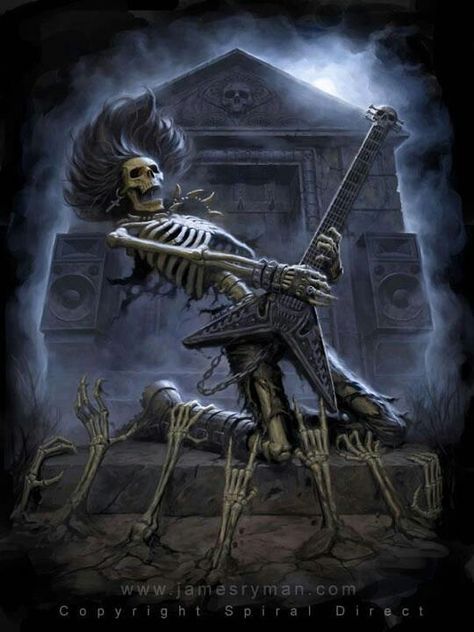 Rocker skeleton Muzică Rock, Skulls And Bones, Heavy Metal Art, Skull Artwork, Skeleton Art, A Skeleton, Gothic Horror, Heavy Metal Music, Guitar Art