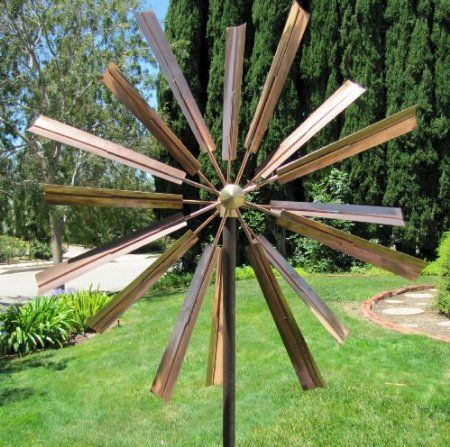 Amazon.com: Stanwood Wind Sculpture Kinetic Copper Wind Sculpture, Double Windmill Spinner: Patio, Lawn & Garden Copper Ideas, Garden Wind Spinners, Wind Art, Yard Sculptures, Wind Sculptures, Areas Verdes, Weather Vanes, Metal Yard Art, Kinetic Art