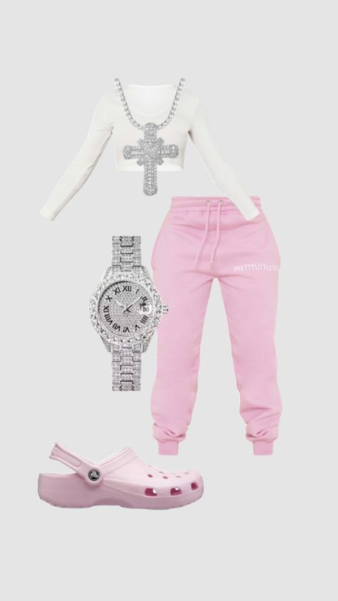 𝐋𝐈𝐆𝐇𝐓 𝐏𝐈𝐍𝐊 𝐂𝐑𝐎𝐂𝐒 | #crocs #plt #prettylittlething #jewelry #silverjewelry #outfitinspo #outfit #viral #foryou #fyp Pink Crocs Outfit, Light Pink Crocs, Chav Outfits, Pink Crocs, Teen Swag Outfits, Cute Lazy Outfits, Cute Lazy Day Outfits, Casual School Outfits, Lazy Outfits