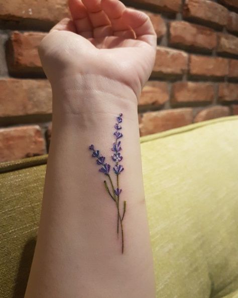 Butterfly On Lavender Tattoo, Lavender And Peony Tattoo, Lavender Tatoos Ideas, Lavender Moon Tattoo, Lavender Menace Tattoo, Lavender Haze Tattoo, Lavender Spine Tattoo, Lavender Sprigs Tattoo, Lavender Plant Tattoo