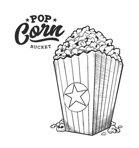 Vector pop corn retro emblem. logo templ... | Premium Vector #Freepik #vector #popcorn-box #old-logo #popcorn-bucket #vintage-logo Corn Sketch, Popcorn Logo, Black And White Letters, Popcorn Bucket, Popcorn Box, Vector Pop, White Letters, Emblem Logo, Vintage Logo