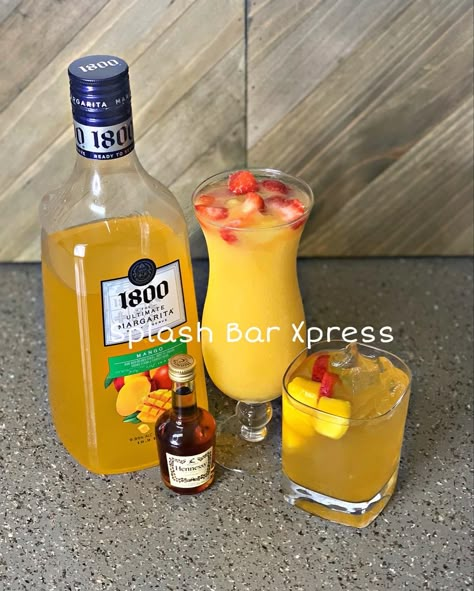 Margarita Drinks Recipes, 1800 Margarita Recipes, Strawberry Hennessy Margarita Recipe, Mango Drinks Alcohol, Hennessy Drinks Recipes Cocktails, Mango Alcoholic Drinks, Hennessey Drink Recipes, Easy Alcoholic Drinks Simple, Henny Drinks Recipes