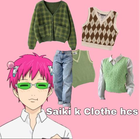 Saiki K Casual Clothes, Saiki K Inspired Outfits, Saiki Kusuo Outfit, Saiki K Outfits, Anime Outfit Ideas, Paper Cranes, Inspired Clothes, Saiki Kusuo, Anime Outfit