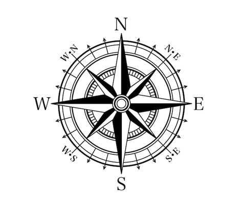 Premium Vector | Compass on a white background arrow navigation vector Compass Vector, Map Compass, Compass Logo, Map Tattoos, Navigation Map, Wind Rose, Compass Design, Compass Rose, Facade House