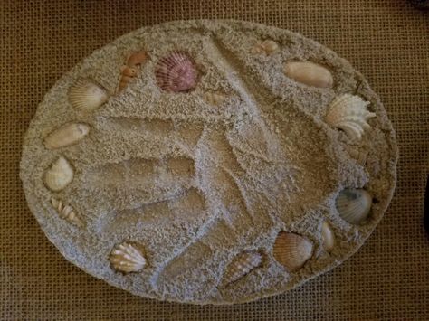 Sand Clay & Seashells Handprint Plaque Sand Clay, Hand Print, Sea Shells, Home Decor, Art, Home Décor