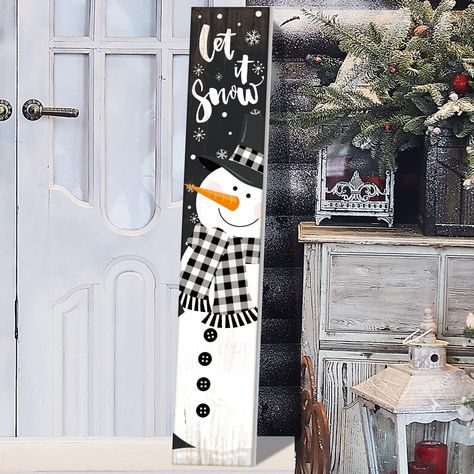 PRICES MAY VARY. Beautifully Crafted Decoration: Christmas winter porch sign is an exquisite piece of craftsmanship, consisting of 3 wooden parts combined for convenience and elegance; Package also includes 4 screws with nuts for easy assembly; Whether you place it on your porch, in your yard, or inside your home, it will serve as a charming addition to your decor, bringing a thick winter atmosphere Snowman Pattern Design: Winter porch decor distinguishes itself with its adorable snowman design; Wooden Christmas Porch Decor, Snowman Welcome Signs For Porch, Snowman Porch Signs Wood, Painted Wooden Snowman, Reindeer Porch Sign, Christmas Porch Boards Signs, Gingerbread Porch Sign, Snowman Board Signs, Wooden Sign Ideas Diy