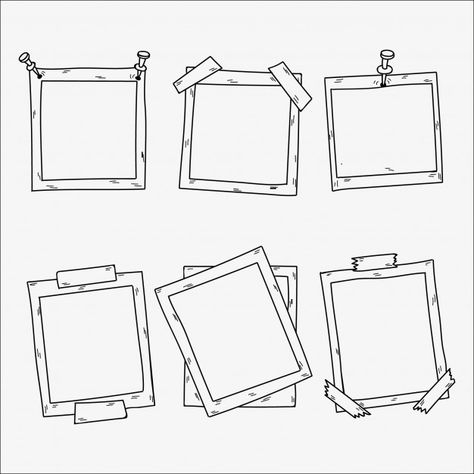 Collection of hand drawn photo frames Fr... | Free Vector #Freepik #freevector #frame #hand #frames #hand-drawn How To Draw Frames, Polaroid Frame Drawing, Bujo Frames, Frame Sketch, Creative Frames, Marco Polaroid, Frame Drawing, Framed Tattoo, Photo Polaroid