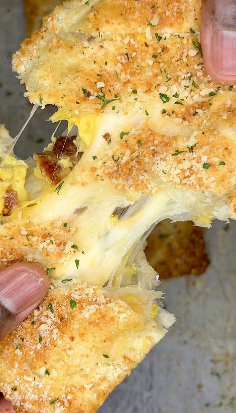 Breakfast Hot Pocket | kingcooks Puff Pastry Breakfast Pockets, Breakfast Hot Pockets, Puff Pastry Pockets, Breakfast Pockets, Cheese Pull, Egg Puff, Cheesy Eggs, Hot Pockets, Cooking With Olive Oil