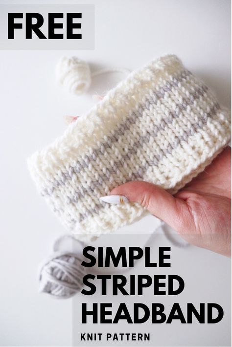 Beginner friendly striped headband, simple striped headband, free headband pattern, free headband, knit style, knit headband, knitting, knit earwarmer, knit, stripes, striped knit headband Headband Pattern Free, Free Headband Patterns, Earwarmer Knitting Patterns, Knitted Headband Free Pattern, Headband Knitting, Headband Knit, Cable Knit Headband, Knit Stripes, Knit Headband Pattern