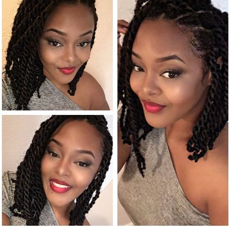 Marley Twist Bob                                                       …                                                                                                                                                                                 More Havana Twist Styles, Long Twists, Havana Twist Hairstyles, 2016 Hair Trends, Marley Twist Hairstyles, Long Hair Trends, Evening Hairstyles, Marley Twists, Pelo Afro