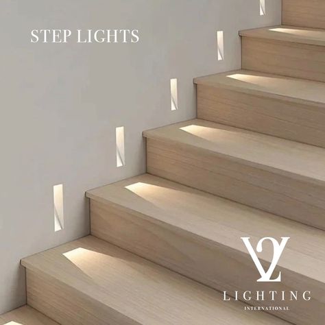 Enhance safety and style with V2's step lights. Whether indoors or outdoors, our step lights provide subtle illumination for stairways, pathways, and more. . . . #architecturallighting #steplights #functionaldesign Lighted Staircase, Lighted Stairs Indoor, Illuminated Staircase, Illuminated Stairs, Step Lights Indoor Battery, Staircase Lighting, Step Lighting, Light Architecture, Functional Design