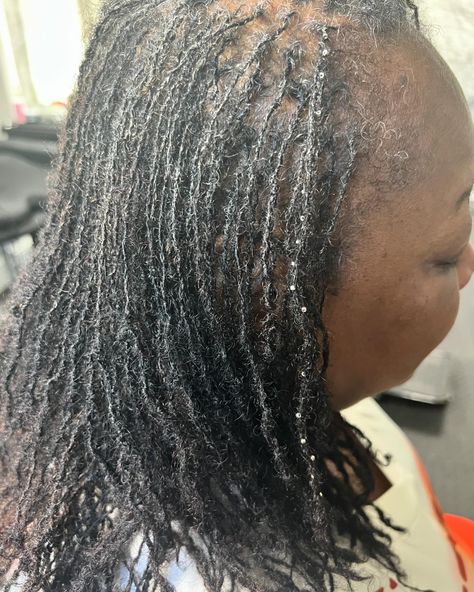 Another application of #locsprinkles of our galvanized silver beads on sisterlocks! She did a double application on 2 strands since her sisterlocks are so long! #sisterlocksconsultantva #locsprinklesva Sisterlocks, Silver Beads, Beads, Silver, Quick Saves