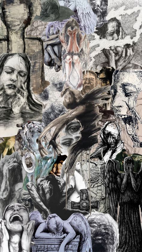 Therapy Collage Art, Anime Collage Art, Dark Collage Art, Sa Art Vent, Collage Art Wallpaper, Collage Of People, Relax Wallpaper, Dark Collage, Drawing Collage