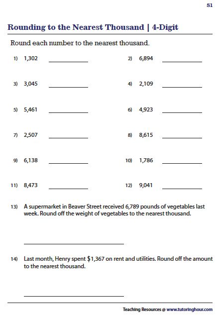 Rounding To The Nearest Thousand, Rounding Numbers, 3rd Grade Activities, Math Pages, 1 Worksheet, Word Problem, Word Problem Worksheets, Math Lesson Plans, Minecraft Cake