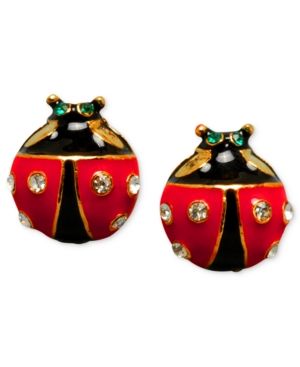 BETSEY JOHNSON LADYBUG STUD EARRINGS. #betseyjohnson # Betsey Johnson Earrings, Mixed Metal Earrings, Crystal Angels, Mixed Metal Jewelry, Mismatched Earrings, Long Drop Earrings, Button Jewelry, Betsey Johnson Jewelry, Betsy Johnson