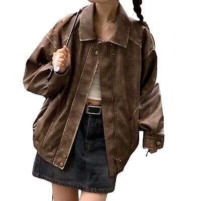 Find ideas๏ฟฝand inspiration for Women Fashion Leather Jacket Vintage Leather Oversized Bomber Jacket Outfit, Women's Coats, Jackets & Vests 90s Leather Jacket Outfit, 80 Outfits, Vintage Outfits 80s, Outfit Patterns, Ladies Leather Jacket, Oversized Leather Jacket, Brown Leather Coat, Jacket Outfit Women, Womens Biker Jacket