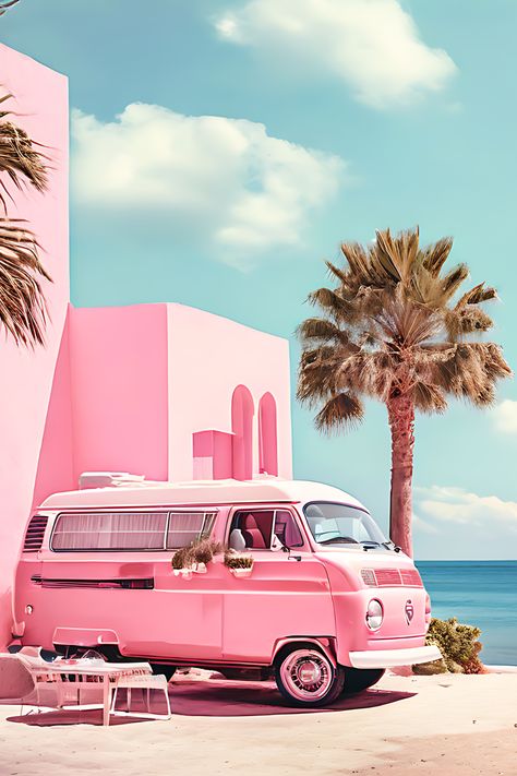 Pink And Aqua Aesthetic, Barbie Background Landscape, Beach Album Cover, Palm Beach Aesthetic, Flamingo Room, Pink Obsessed, Ibiza Party, Beach Pink, Iphone Homescreen