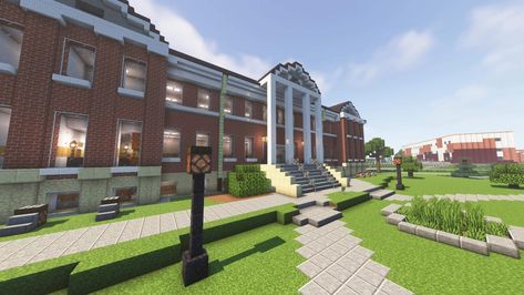 Minecraft University Campus, Minecraft Dormitory, Minecraft University Building, Minecraft College Campus, Minecraft Boarding School, Minecraft School Building Ideas, School Minecraft Ideas, Minecraft Highschool, Minecraft School Building