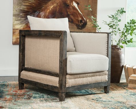 Copeland Accent Chair, Linen Dark Wood Frame, Hip To Be Square, Fabric Accent Chair, Ashley Furniture Homestore, Furniture Hacks, Exposed Wood, Ashley Furniture, Modern Chairs, Accent Furniture