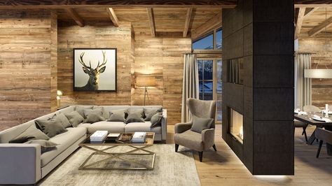 chalets österreich #winterchalets #chalersdekor Scandinavian Country Style, Country Style Living Room, Mountain Interiors, Modern Chalet, Basement Remodel Diy, Chalet Interior, Chalet Design, Chalet Style, Cottage Interior