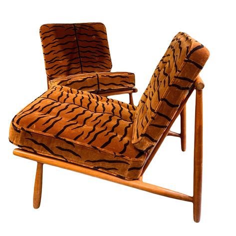 Listed on VNTG.com: Pair of Alf Svensson lounge chairs in Dedar fabric, 1960s | #vntg #vintage Unique Accent Chairs, Upholstered Antique Chairs, Retro Lounge Chairs, Unique Accent Chair, Dedar Fabric, Metal Lounge Chairs, Architectural Fashion, Unique Sofa, Retro Lounge