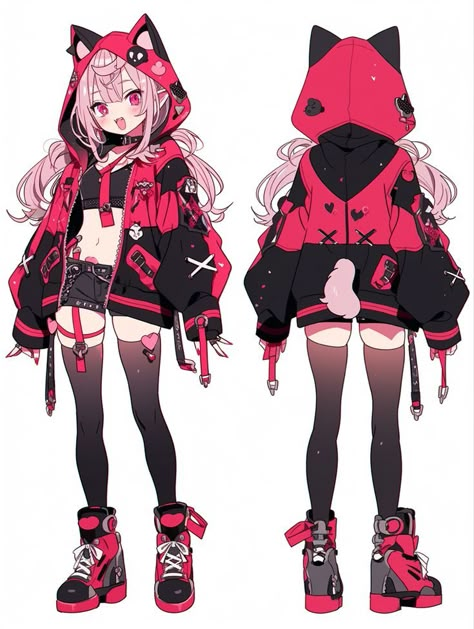 Anime Stockings Outfit Art, Vtuber Outfit Ideas, Vtuber Outfits, Vtuber Design, Drawing Anime Clothes, Stockings Legs, Character Sketches, Fashion Design Drawings, Fashion Inspiration Design