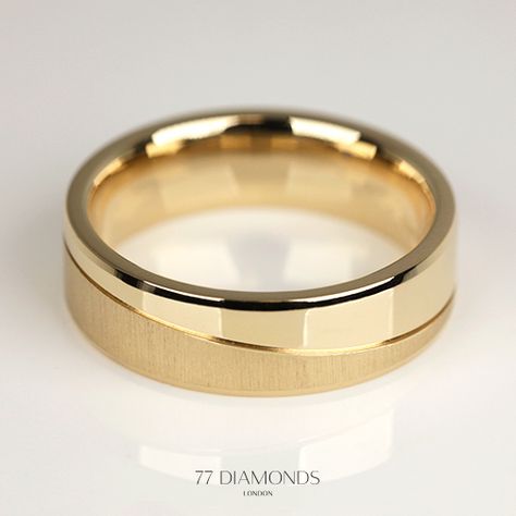 Wedding rings as unique as the vows you make. #groom #wedding #weddingbands #gold Unique Groom Wedding Bands, Wedding Rings Men And Women Gold, Gold Band Rings For Men, Groom Ring Design, Gold Ring For Men Design Latest, Simple Unique Wedding Rings, Men Gold Ring Design Unique, Gold Rings For Men Unique, Mens Ring Designs Gold