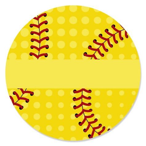 Softball Laces Svg, Svg Softball Free, Softball Car Decals, Softball Stickers Vinyl Decals, Softball Birthday Parties, Svg Softball, Softball Party, Round Sticker Labels, Easy Party Decorations