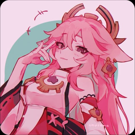 Genshin Impact Pfp Yae Miko, Yae Miko Drawing, Yae Miko Pfp, Yae Miko Fanart, Yae Miko Art, Yae Miko Icon, Bright Colors Art, Genshin Impact Art, Genshin Fanart